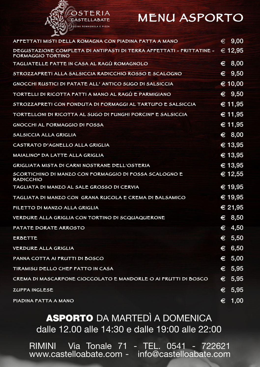 Menu da Asporto
