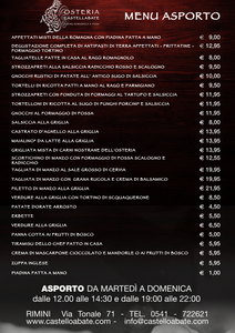 Menu da Asporto
